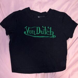 Y2& Von Dutch Baby Tee in Black with Green Logo